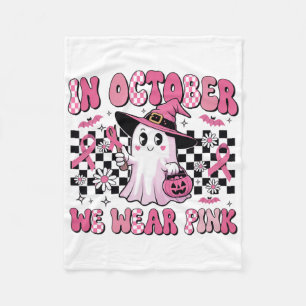 October We Wear Pink Pumpkin Halloween Breast Canc Fleece Blanket