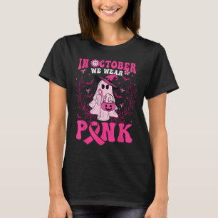 October We Wear Pink Shirt Ghost Halloween Breast