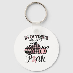 October We Wear Pink Thanksgiving Breast Cancer Aw Key Ring