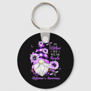 October We Wear Purple Gnomes Alzheimerheimer Awar Key Ring