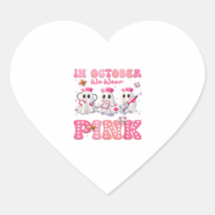 October Wear Pink Boo Nurse Halloween Costumes Wom Heart Sticker