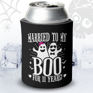 October Wedding Anniversary Funny 11th Anniversary Can Cooler
