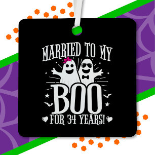 October Wedding Anniversary Funny 34th Anniversary Metal Tree Decoration