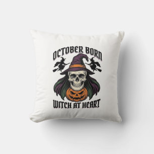 October Witch Shirt Vintage Halloween Birthday Des Cushion