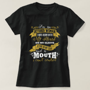 October Woman Birthday Black T-shirt