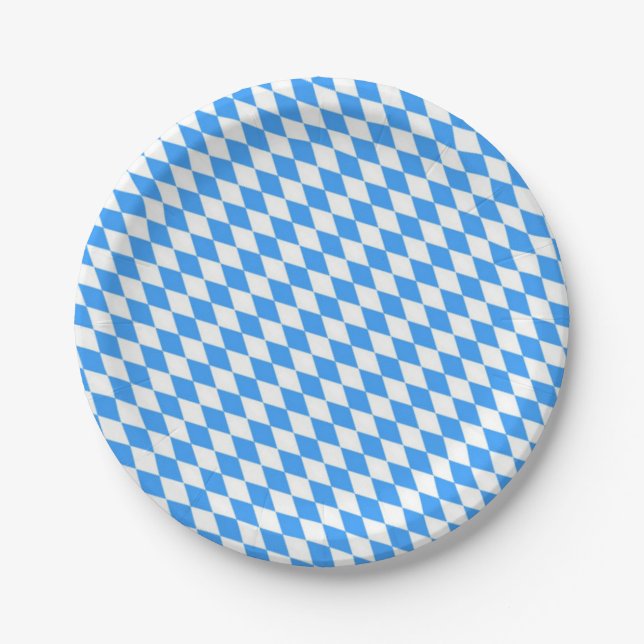 Octoberfest Bavarian Flag Pattern Paper Plate (Front)