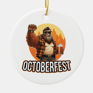 Octoberfest Bigfoot  Ceramic Ornament