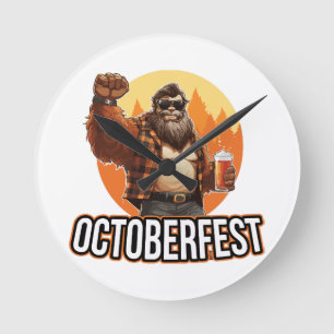 Octoberfest Bigfoot  Round Clock