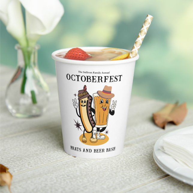 Octoberfest Brats and Beer Fall Party Retro Paper Cups (Insitu)
