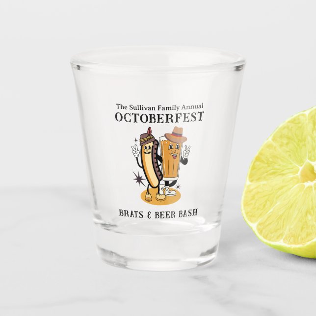 Octoberfest Brats and Beer Fall Party Retro Shot Glass (Front)