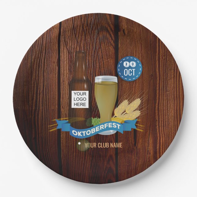 Octoberfest Club/Pub/Company add logo Paper Plate (Front)