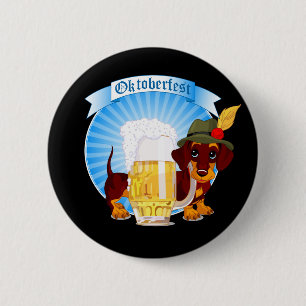 Octoberfest Dachshund, 2¼ Inch Round Button