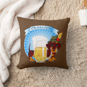 Octoberfest Dachshund Throw Pillow 16" x 16"
