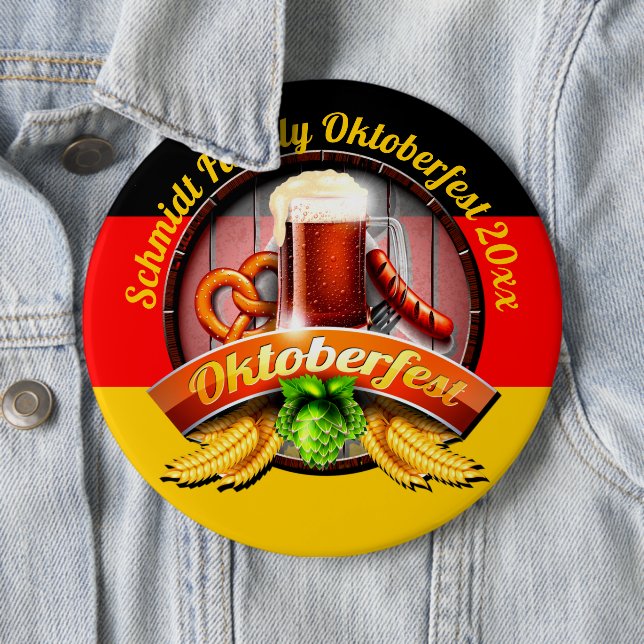 Octoberfest Festival Personalise Name Year 20xx 6 Cm Round Badge (In Situ)