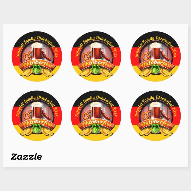 Octoberfest Festival Personalise Name Year  Classic Round Sticker (Sheet)