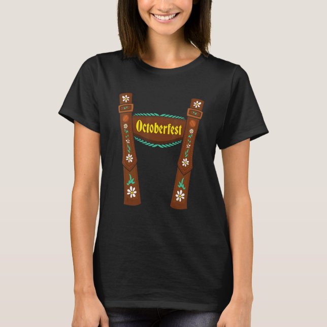 Octoberfest German Lederhosen Cute Costume Babaria T-Shirt (Front)
