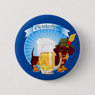 Octoberfest Wiener Dog  6 Cm Round Badge