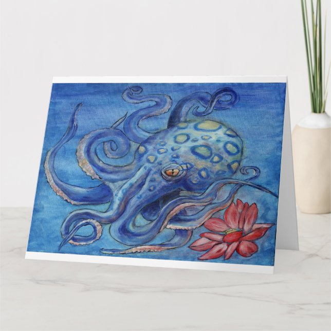 "Octopalotus" - Octopus with Lotus Greeting Card (Front)