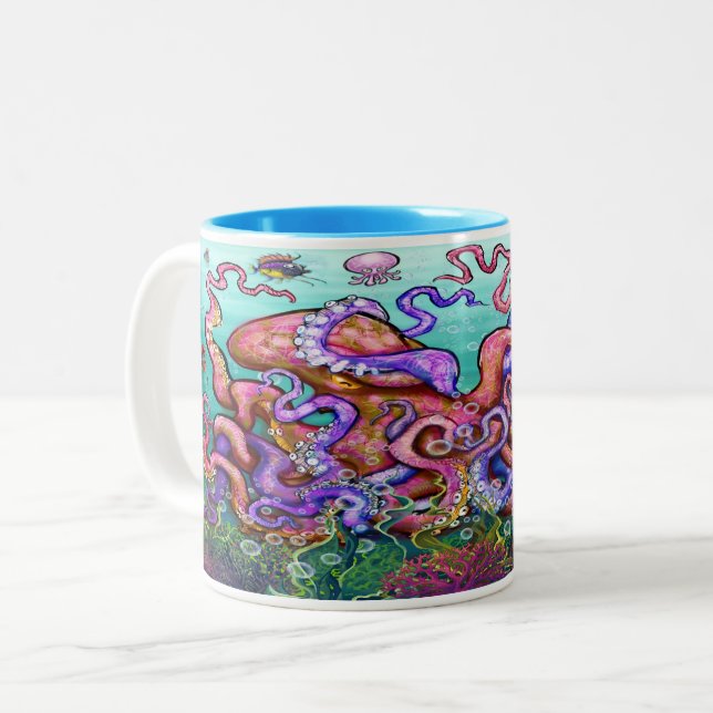 Octopi Two-Tone Coffee Mug (Front Left)