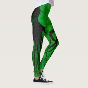 Octopus 10 On Green - Leggings