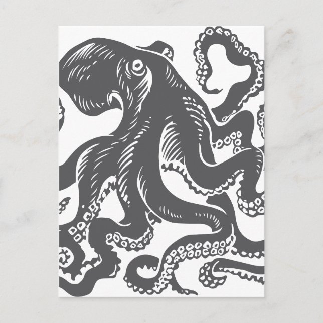 Octopus 1 black postcard (Front)