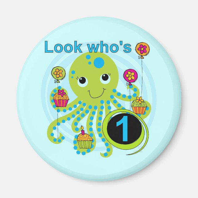 Octopus 1st Birthday T-shirts and Gifts Magnet (Front)