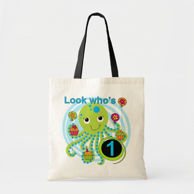 Octopus 1st Birthday T-shirts and Gifts Tote Bag (Front)