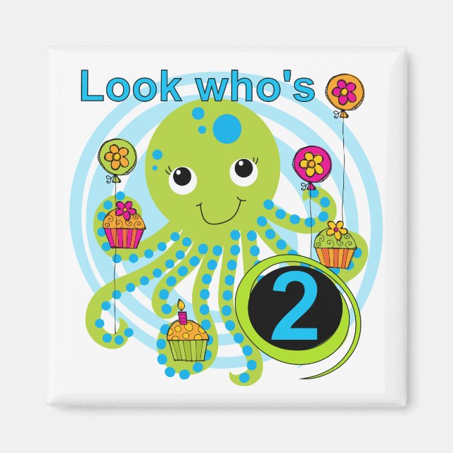 Octopus 2nd Birthday T shirts and Gifts Magnet (Front)