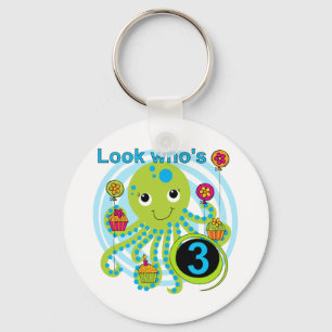 Octopus 3rd Birthday T-shirts and Gifts Key Ring