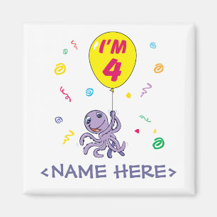 Octopus 4th Birthday Magnet