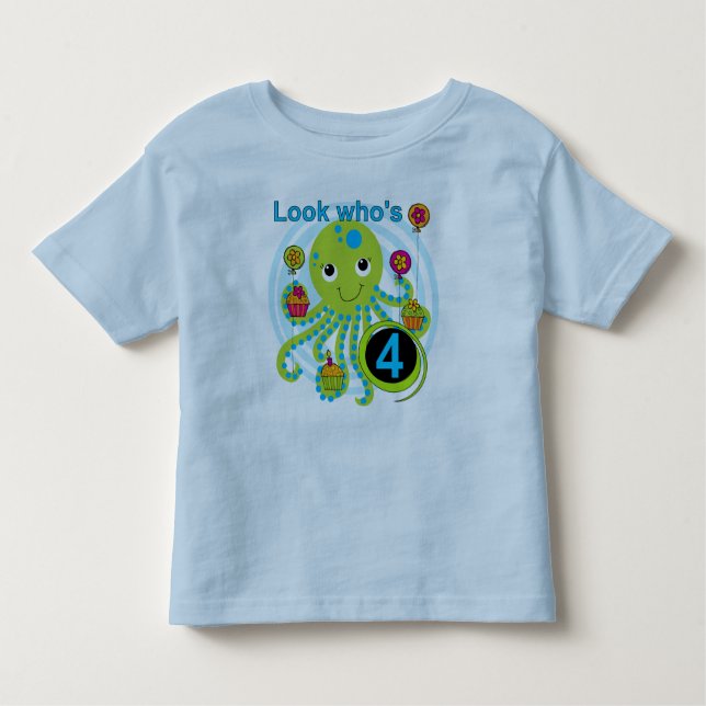 Octopus 4th Birthday T shirts and Gifts (Front)