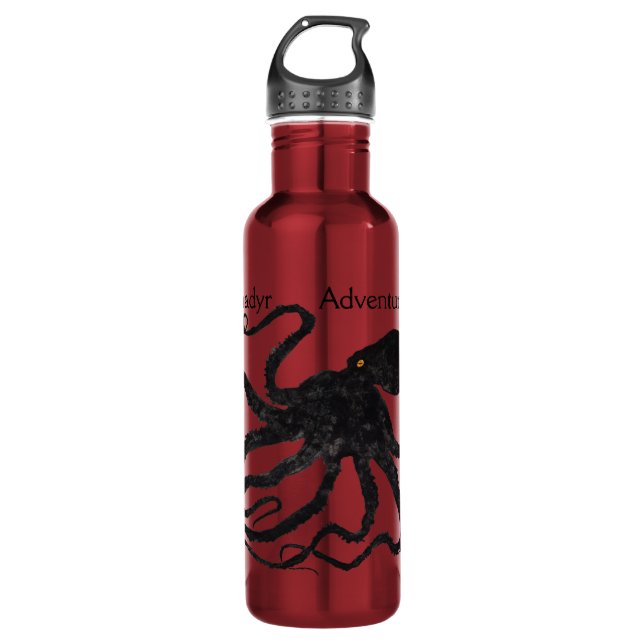 Octopus 6 Black On Red, Anadyr - 24 oz. Bottle (Front)