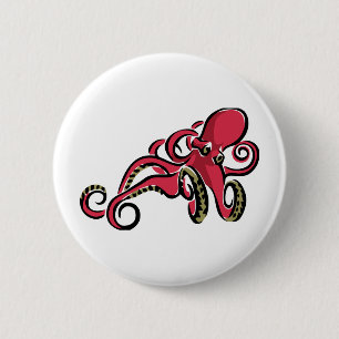 Octopus 6 Cm Round Badge