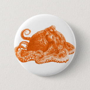 octopus 6 cm round badge