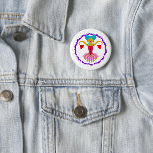 Octopus 6 cm round badge
