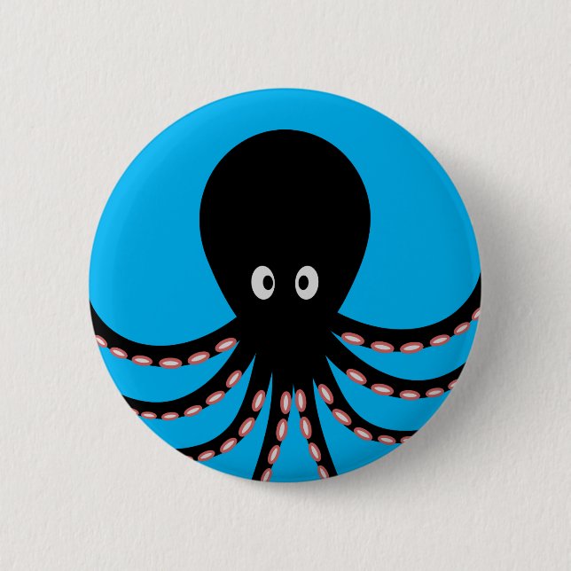 Octopus 6 Cm Round Badge (Front)