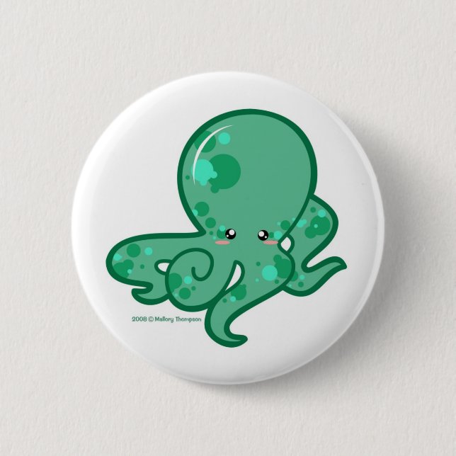 Octopus 6 Cm Round Badge (Front)