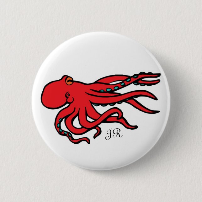 Octopus 6 Cm Round Badge (Front)