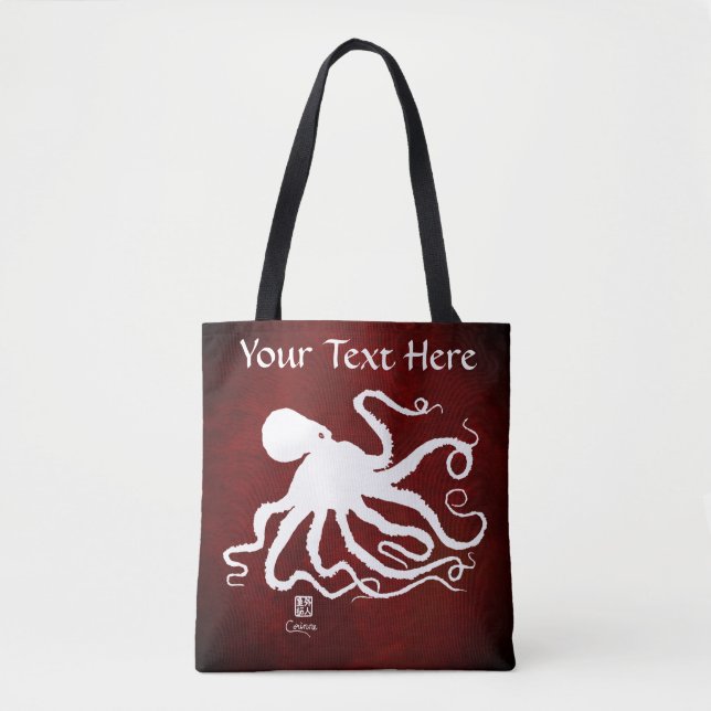 Octopus 6 on Red - Medium Tote Bag (Front)