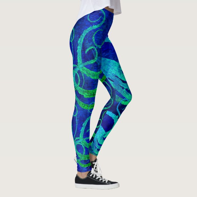 Octopus 8 Blue Green - Leggings (Right)