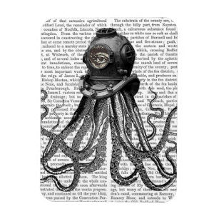 Octopus and Diving Helmet Magnet