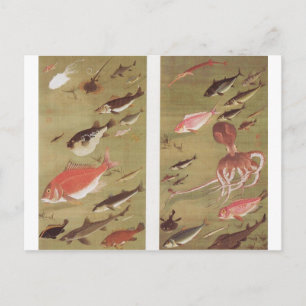 Octopus and Fish by Ito Jakuchu Postcard