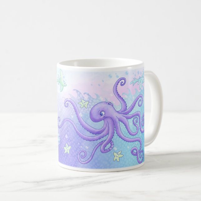 Octopus and friends (dark hair) coffee mug (Front Right)
