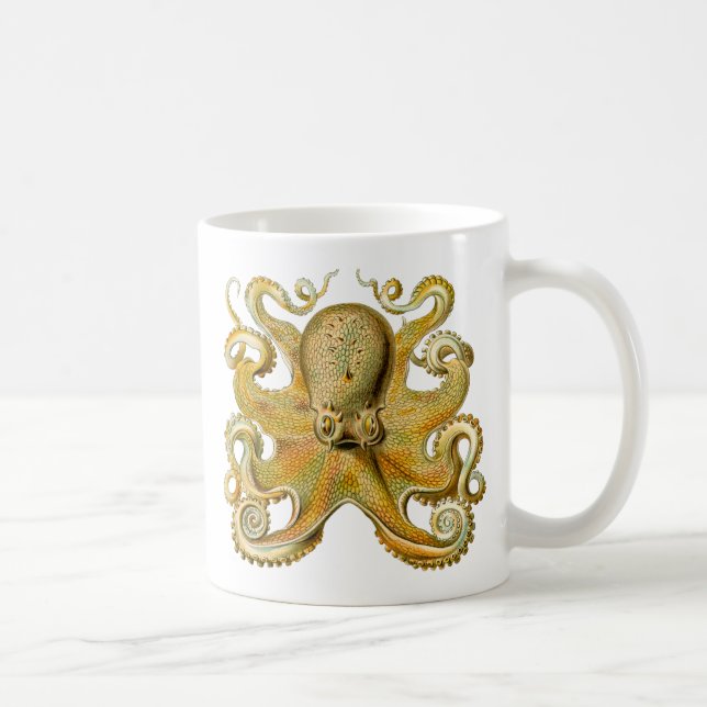 Octopus antique illustration sea monster coffee mug (Right)