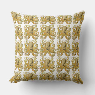 Octopus antique illustration sea monster cushion