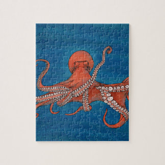 Octopus approaching jigsaw puzzle