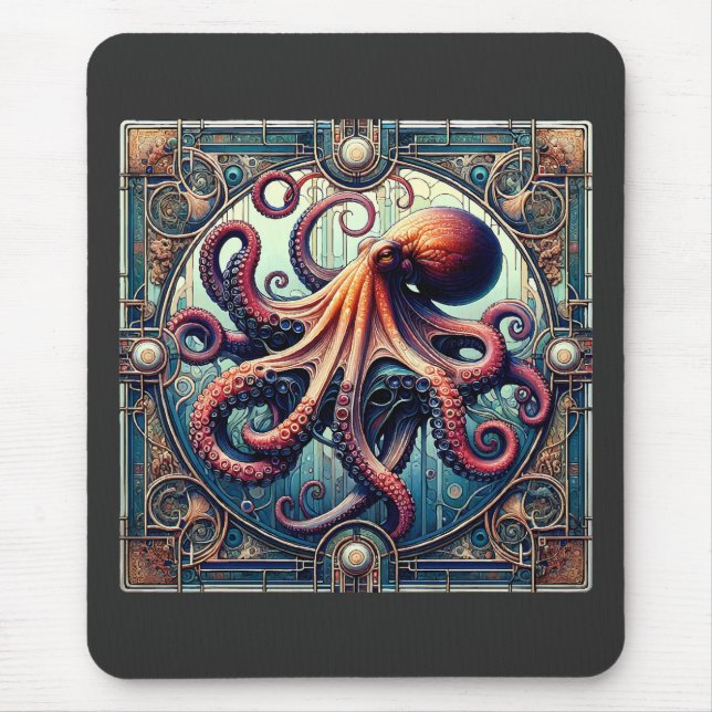Octopus Art Deco Mouse Pad (Front)