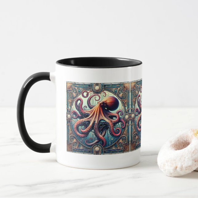 Octopus Art Deco Mug (With Donut)