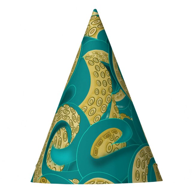 Octopus Art - Tentacles - Migned Drawing  Party Hat (Front)