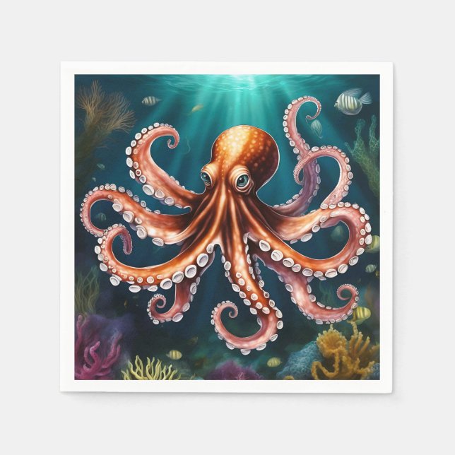 Octopus Art Underwater Napkin (Front)